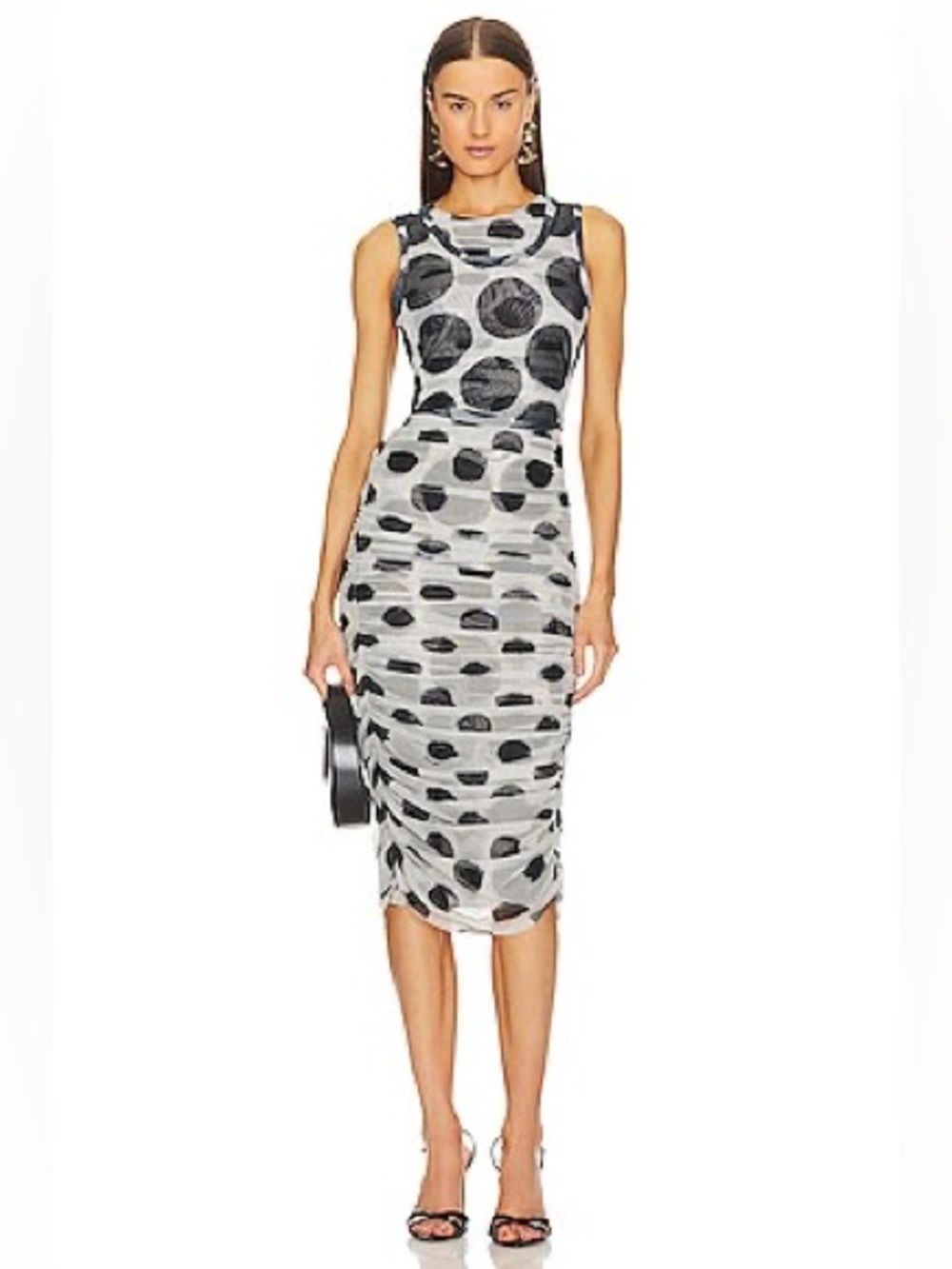 Simon Miller Cielo Macadamia & Black Dot Print Dress Size XS